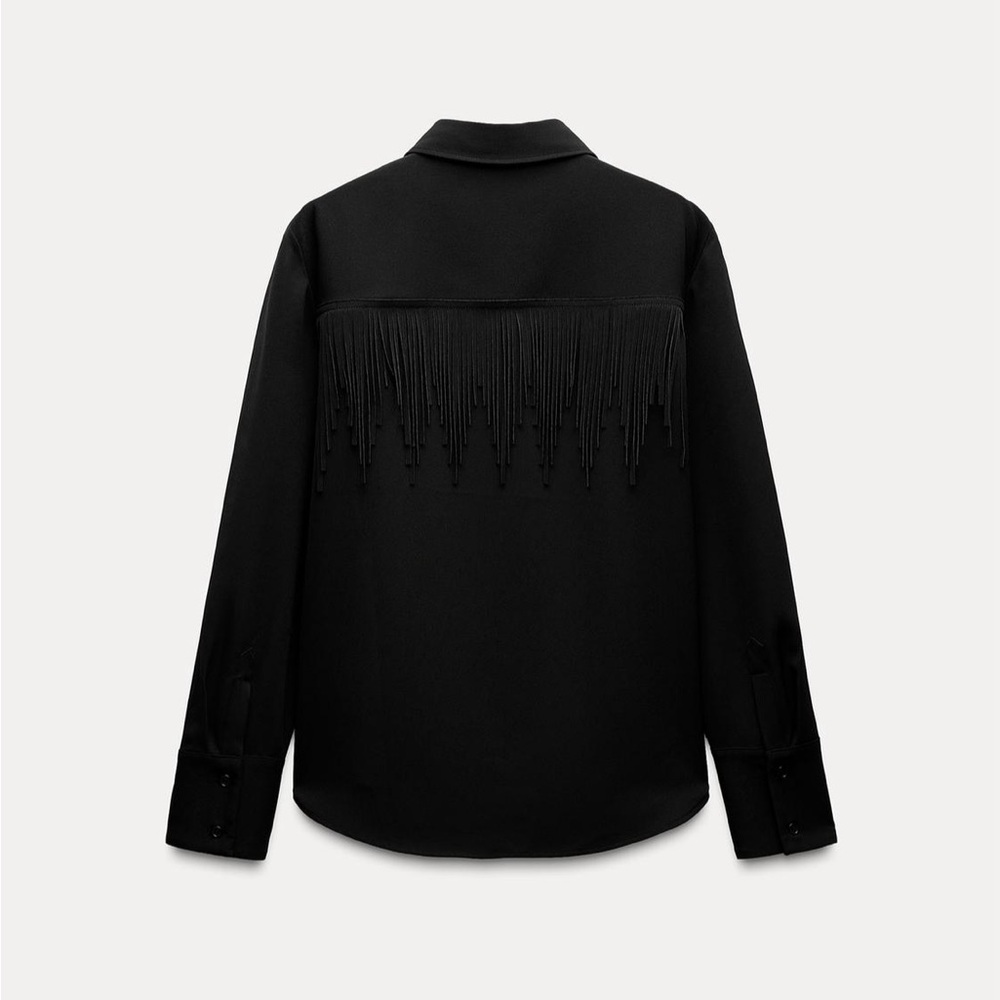 ZARA Black Collared Shirt - Picture 6 of 8
